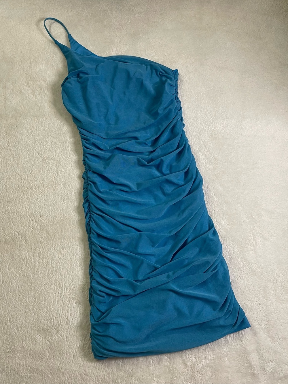 Princess Polly Blue One Strap Ruched Bodycon Dress size 4